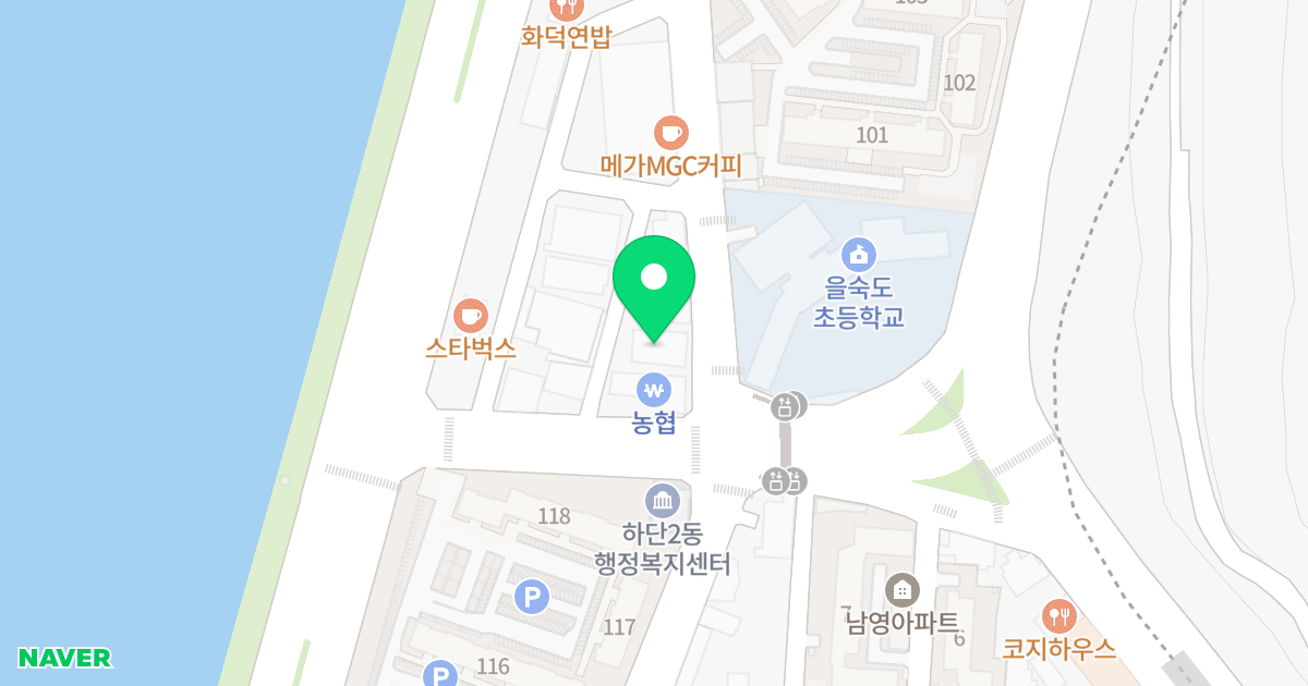 필스크린 위치 지도 - 부산광역시 사하구 하신번영로 383