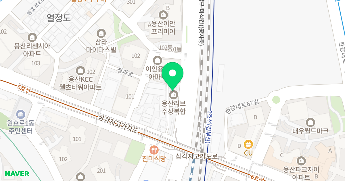 용산 리브 위치 지도 - 서울특별시 용산구 청파로 199