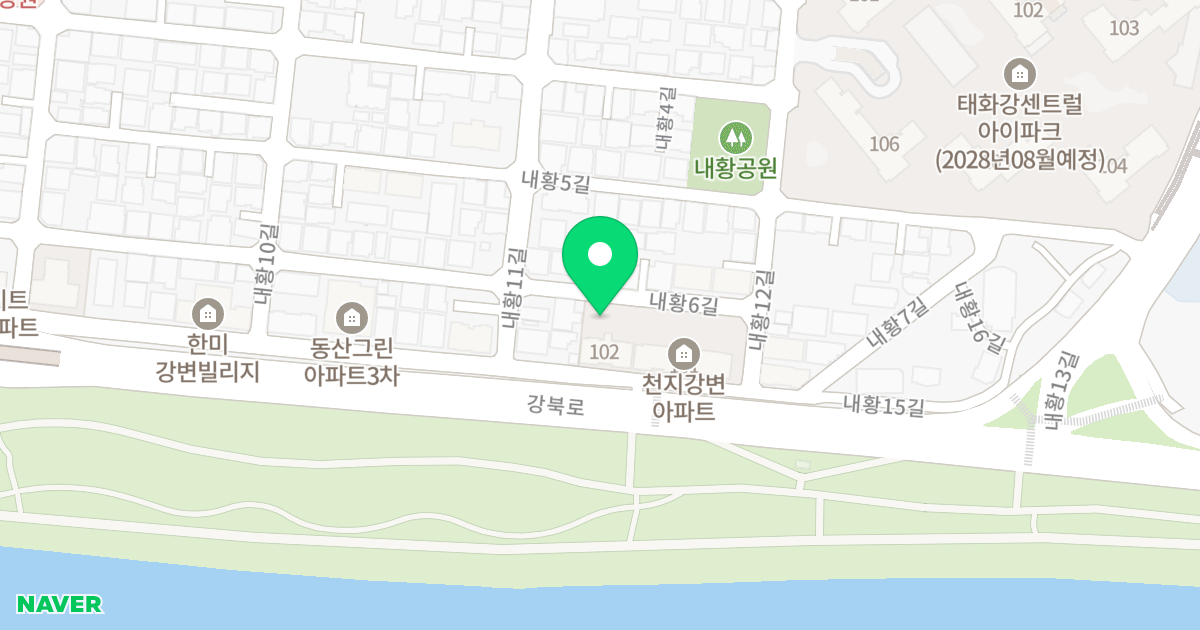 천지강변 102동 위치 지도 - 울산광역시 중구 내황7길 107