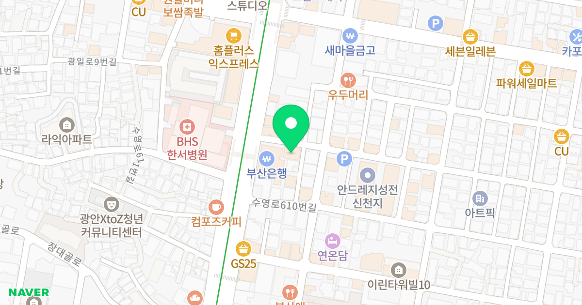 지브로 위치 지도 - 부산광역시 수영구 수영로618번길 8