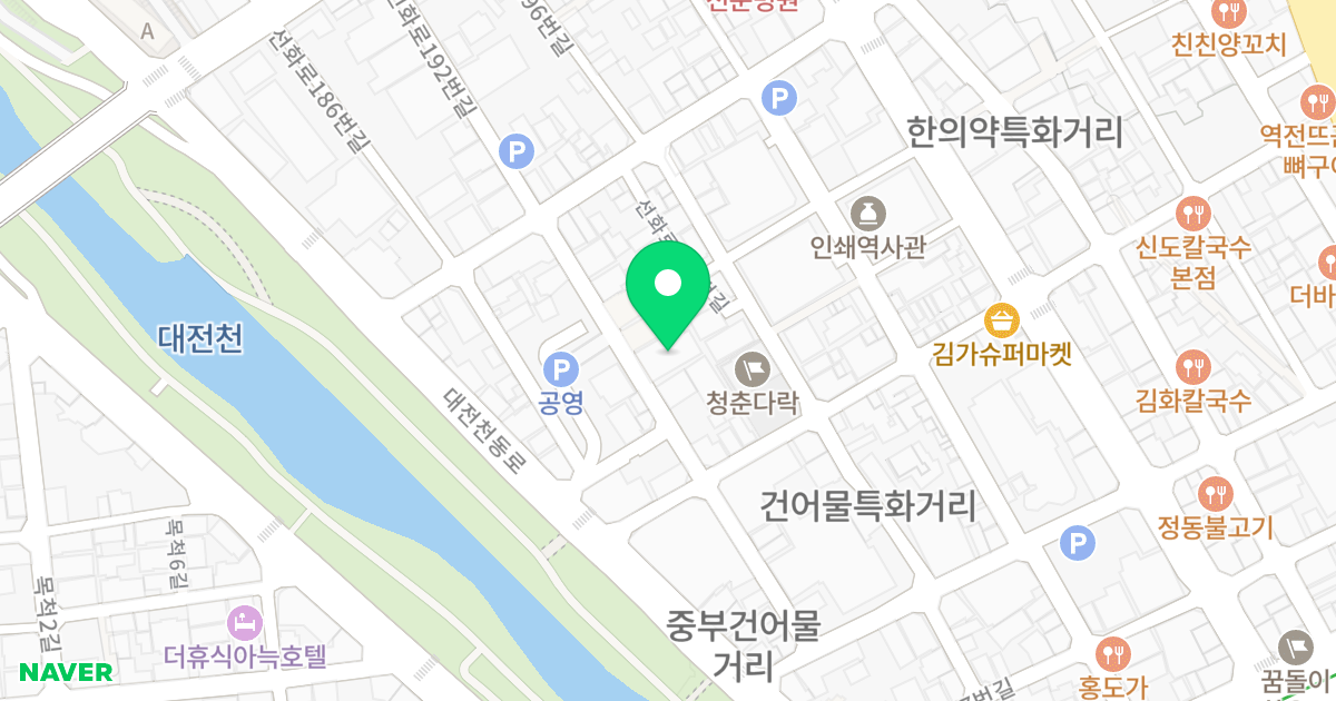 중동 힐링타운 위치 지도 - 대전광역시 동구 선화로192번길 43