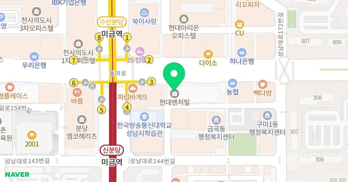 분당현대벤쳐빌 위치 지도 - 경기도 성남시 분당구 돌마로 80