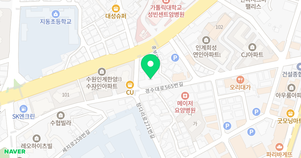 인계동 개성로니엘 오피스텔 위치 지도 - 경기도 수원시 팔달구 경수대로565번길 62
