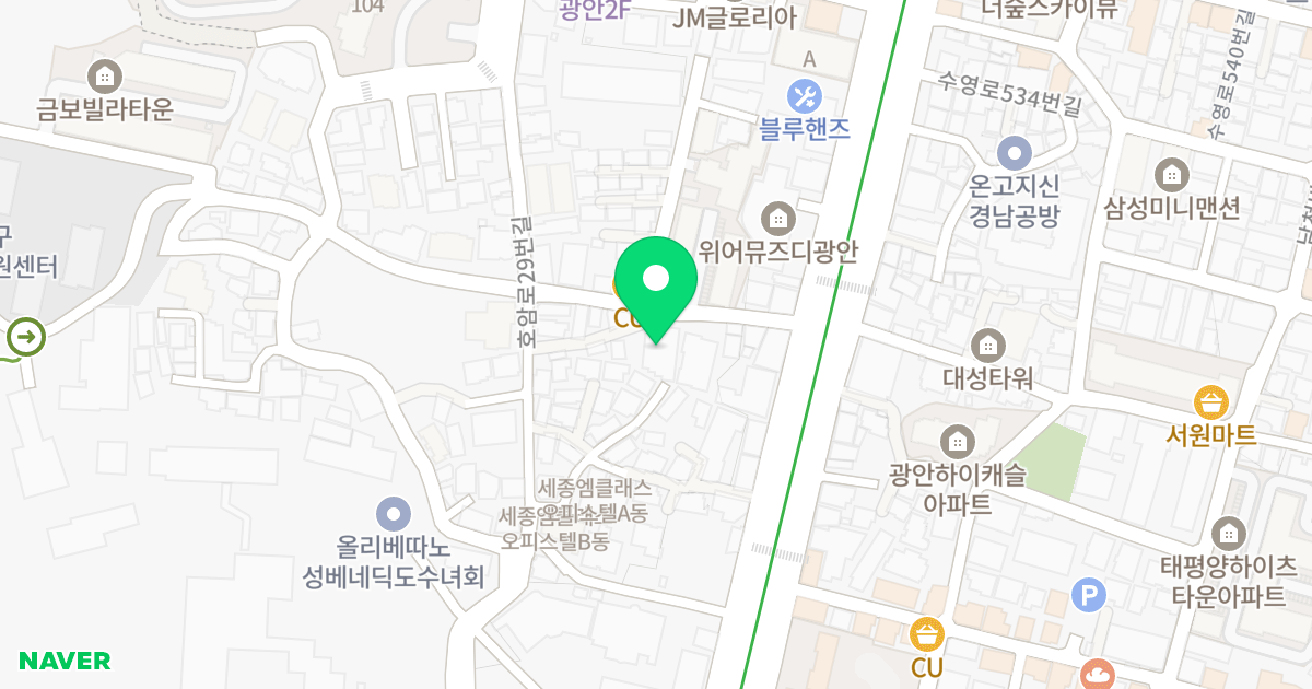 W-HOUSE 10차 위치 지도 - 부산광역시 수영구 수영로521번길 13-1