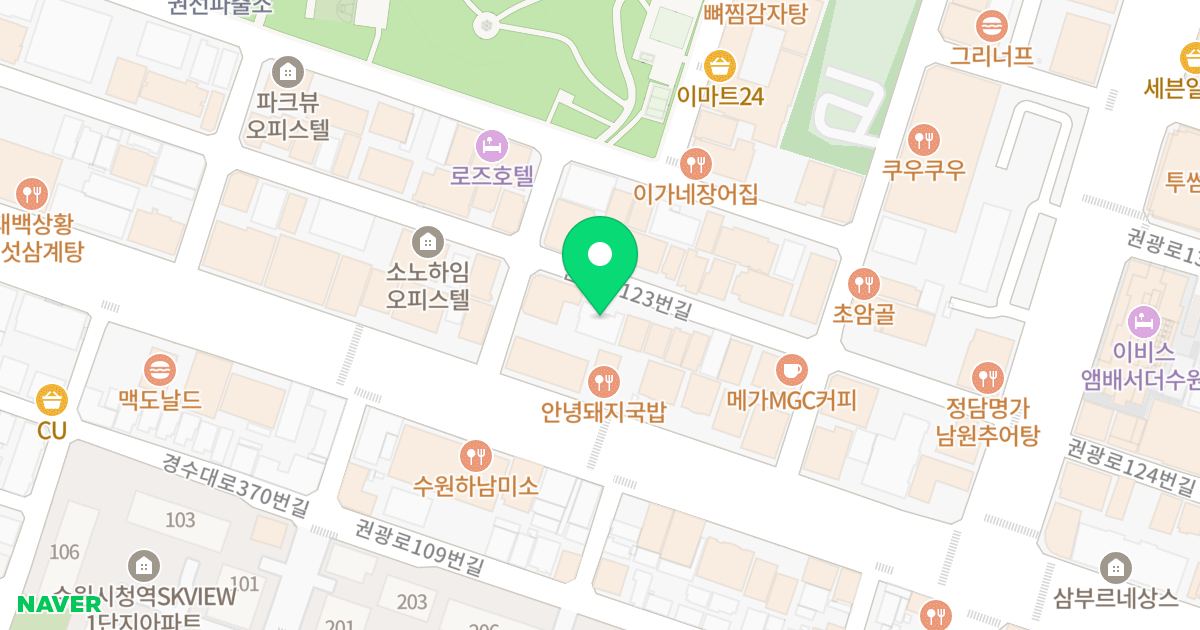 청년나래가 위치 지도 - 경기도 수원시 권선구 권광로123번길 37