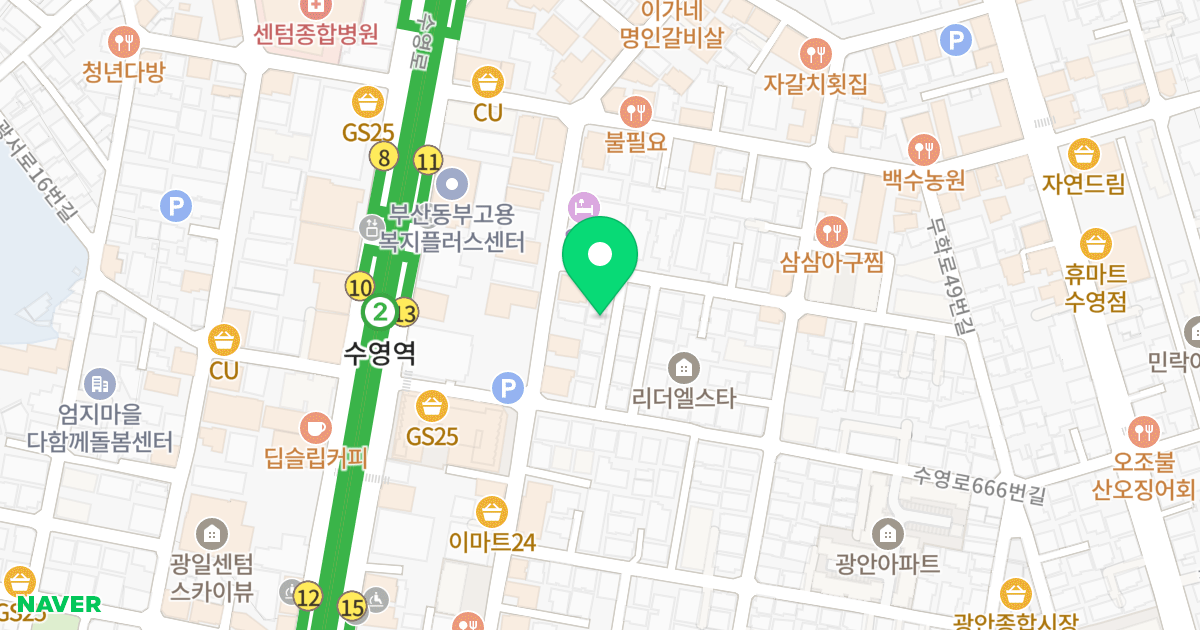 광안브라운하우스 위치 지도 - 부산광역시 수영구 수영로666번길 21-11