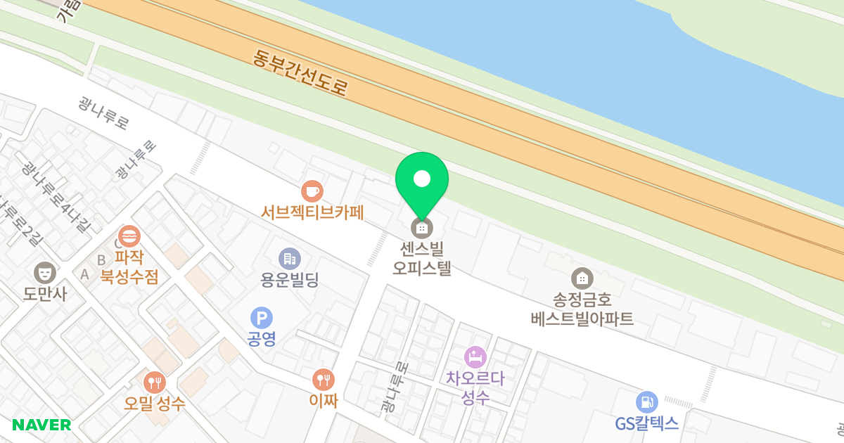 송정동센스빌오피스텔 위치 지도 - 서울특별시 성동구 광나루로 237