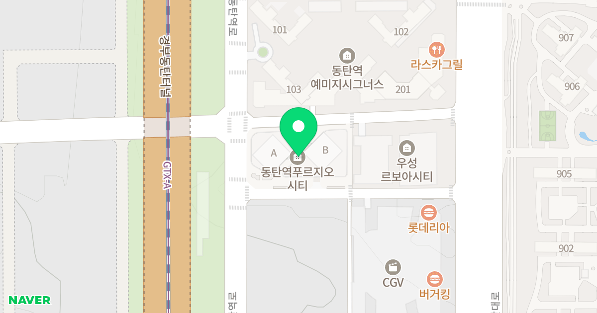 동탄역 푸르지오시티 위치 지도 - 경기도 화성시 동탄구  551-16