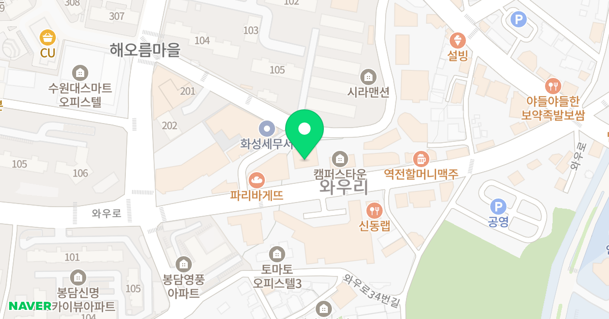 토마토오피스텔2 위치 지도 - 경기도 화성시 효행구 봉담읍  89