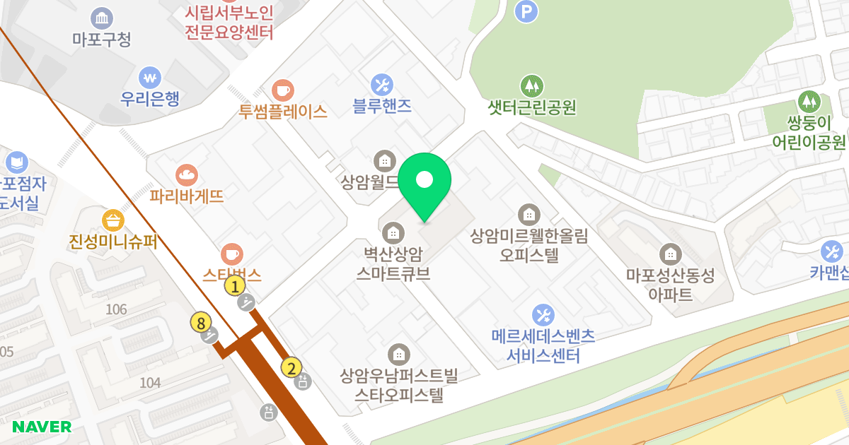 벽산상암스마트큐브 위치 지도 - 서울특별시 마포구 월드컵로34길 14