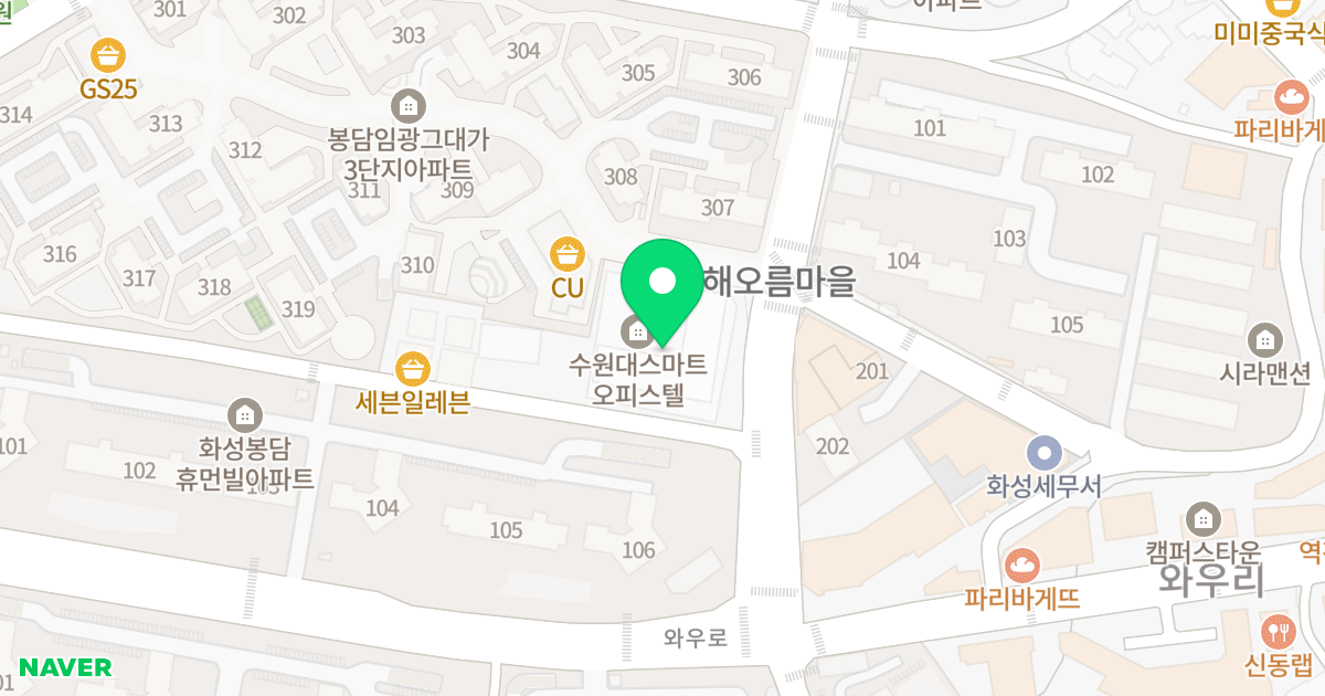 스마트오피스텔 위치 지도 - 경기도 화성시 효행구 봉담읍  23-31