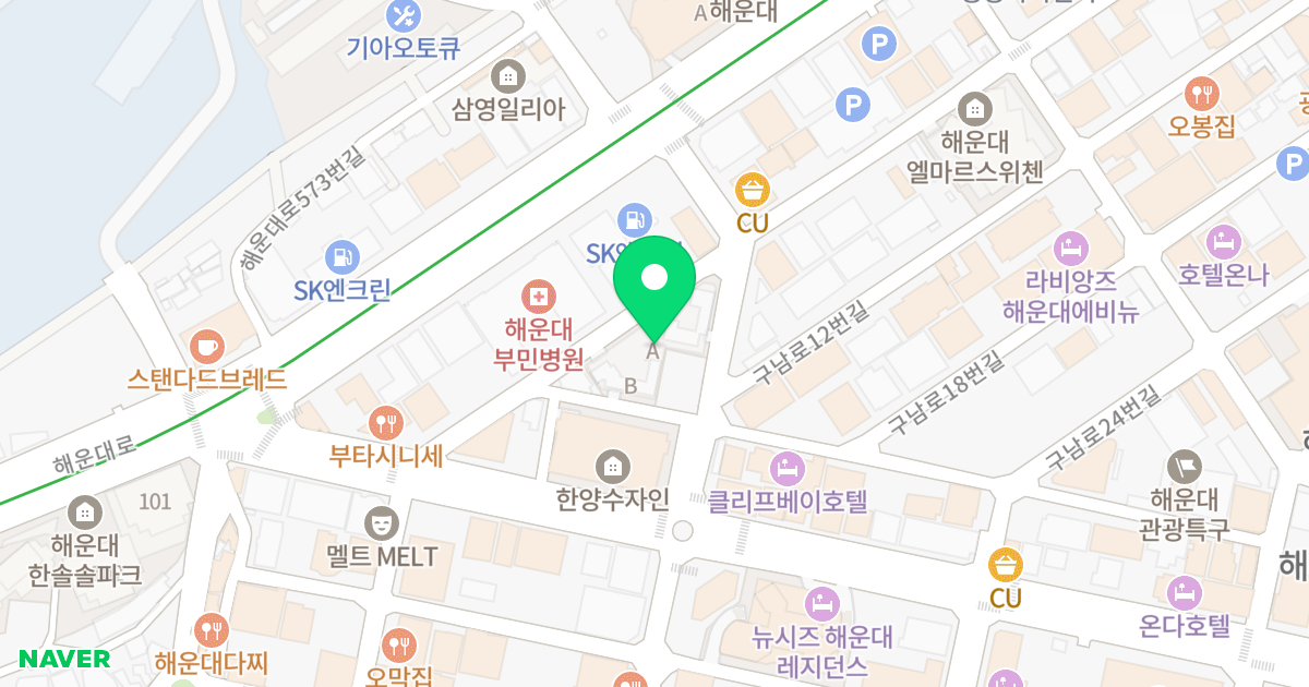 한라비발디펜트빌 위치 지도 - 부산광역시 해운대구 구남로8번길 65