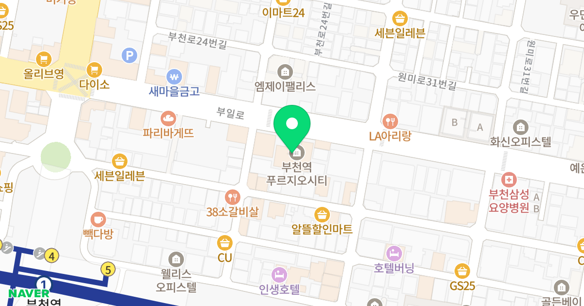 부천역 푸르지오시티 위치 지도 - 경기도 부천시 원미구  500