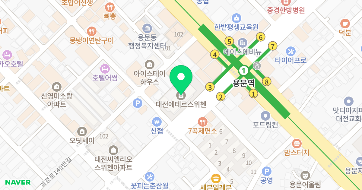대전 에테르 스위첸 위치 지도 - 대전광역시 서구 도산로 373