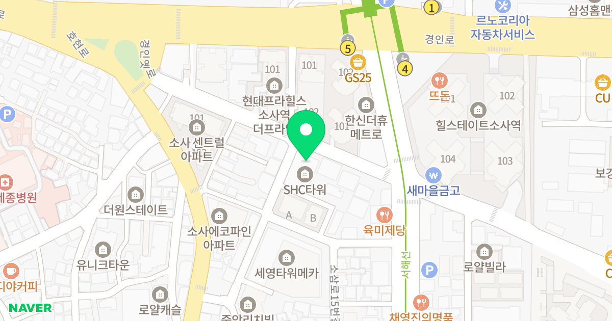 Shc타워 위치 지도 - 경기도 부천시 소사구