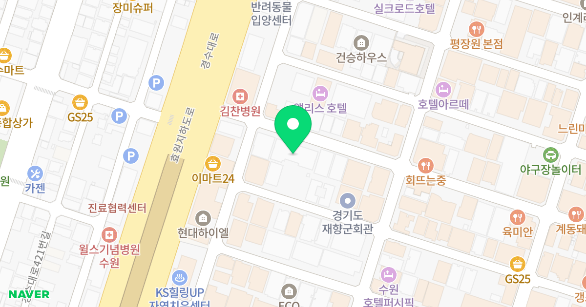청년나래가(인계2) 위치 지도 - 경기도 수원시 팔달구 경수대로446번길 16