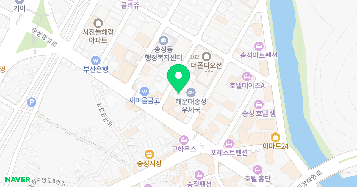 이담채 위치 지도 - 부산광역시 해운대구 송정중앙로27번길 8