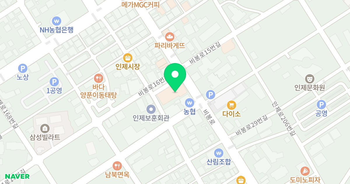 인제읍 상동리 261-1 동성프라자 위치 지도 - 강원특별자치도 인제군 인제읍 비봉로 16