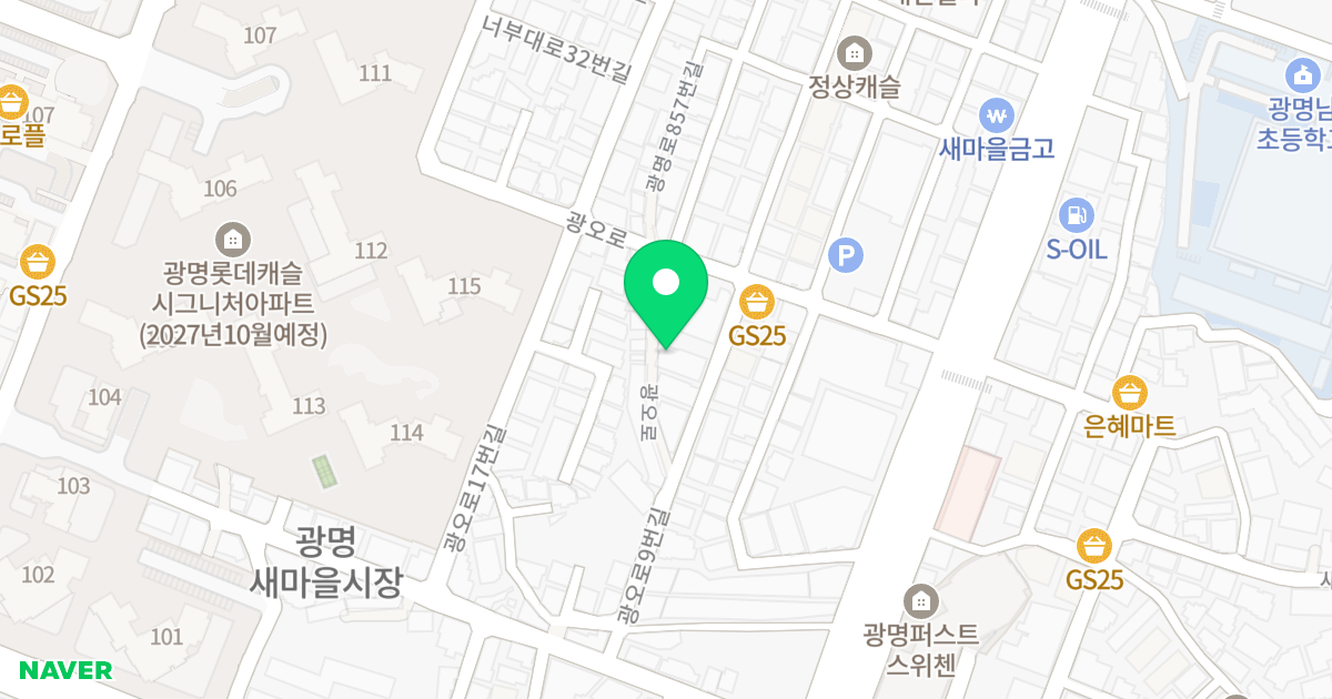광명동 업무시설 및 다세대주택 위치 지도 - 경기도 광명시 광오로9번길 4-3