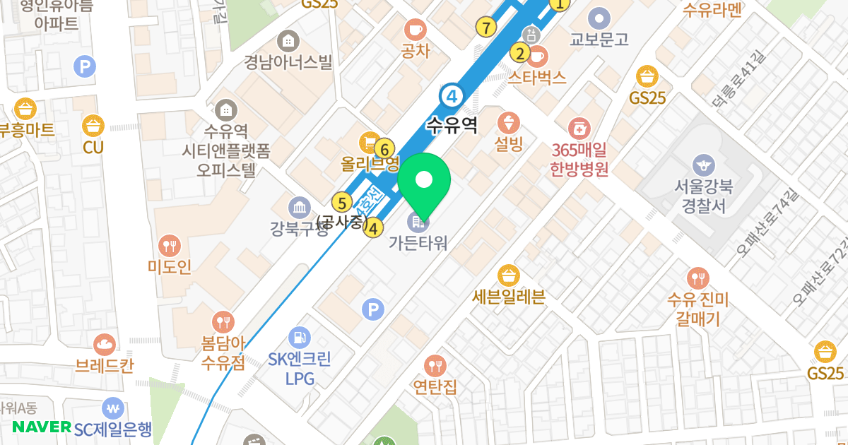 가든타워오피스텔 위치 지도 - 서울특별시 강북구 도봉로 328