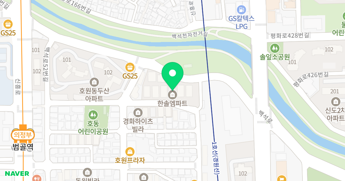 한솔엠파트 위치 지도 - 경기도 의정부시 회룡로117번길 82