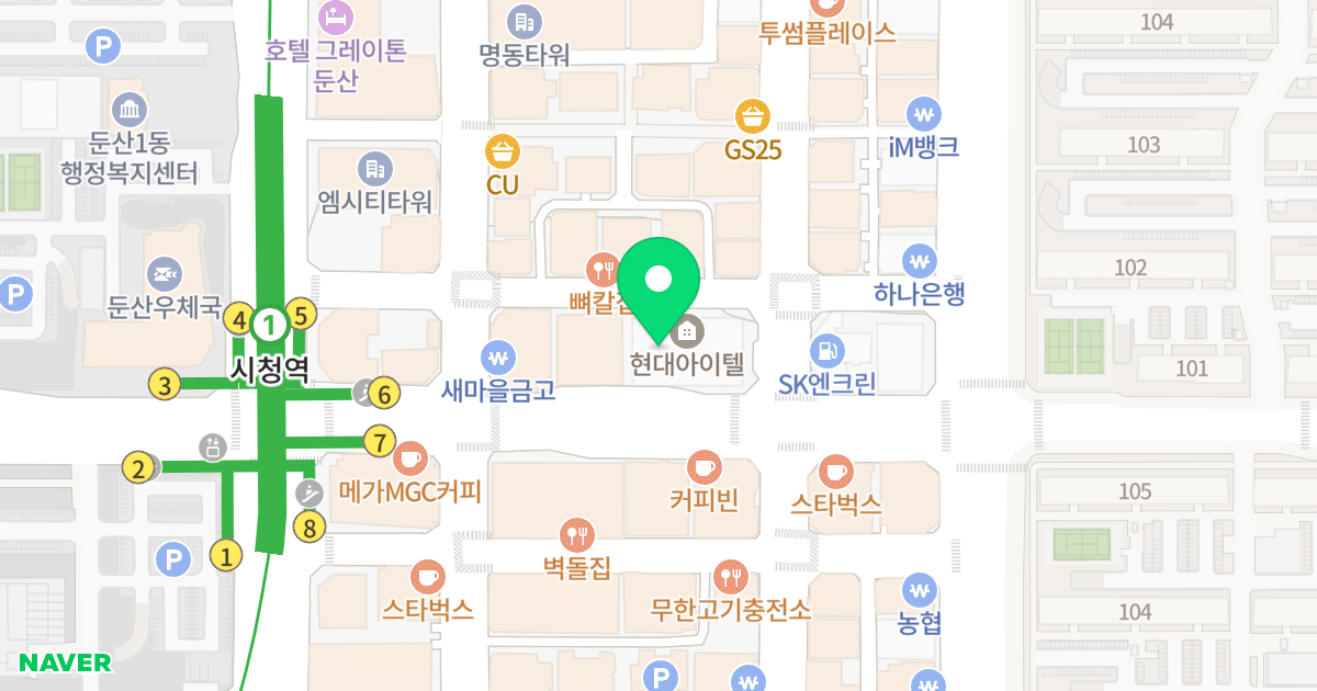 둔산현대아이텔 위치 지도 - 대전광역시 서구 둔산로 133