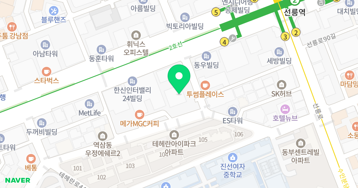 테헤란로오피스텔 위치 지도 - 서울특별시 강남구 테헤란로52길 6
