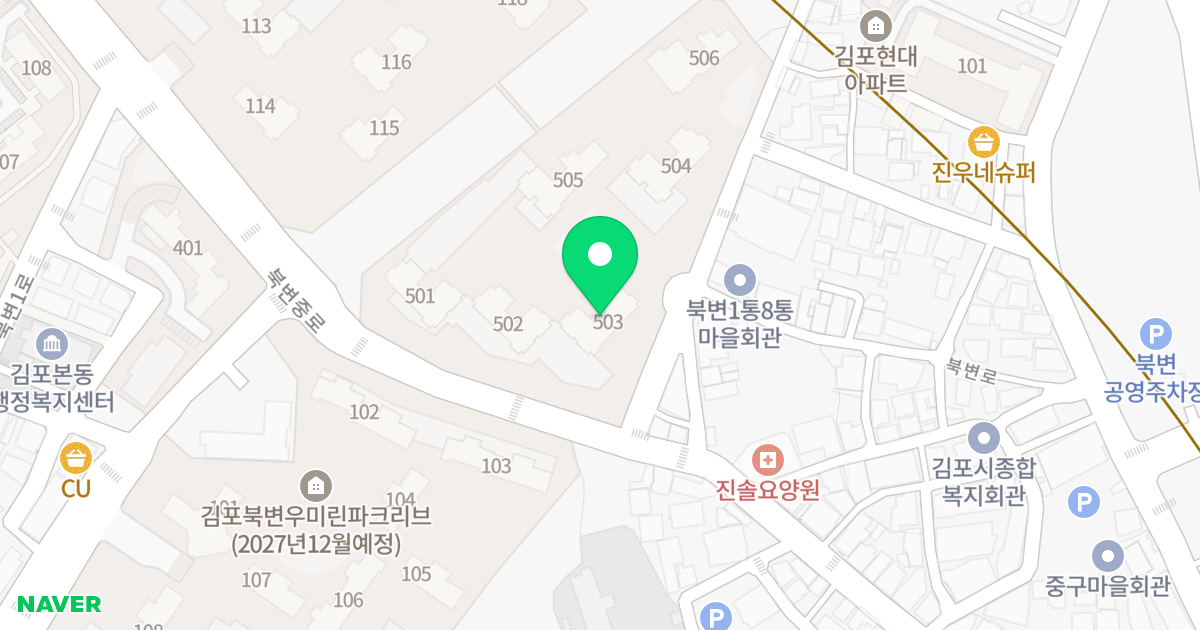 평안오피스텔 위치 지도 - 경기도 김포시 북변로1번길 12