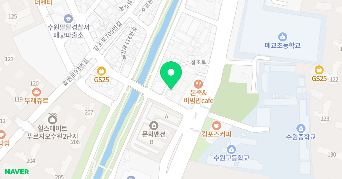 W tower 위치 지도 - 경기도 수원시 팔달구 매산로116번길 91