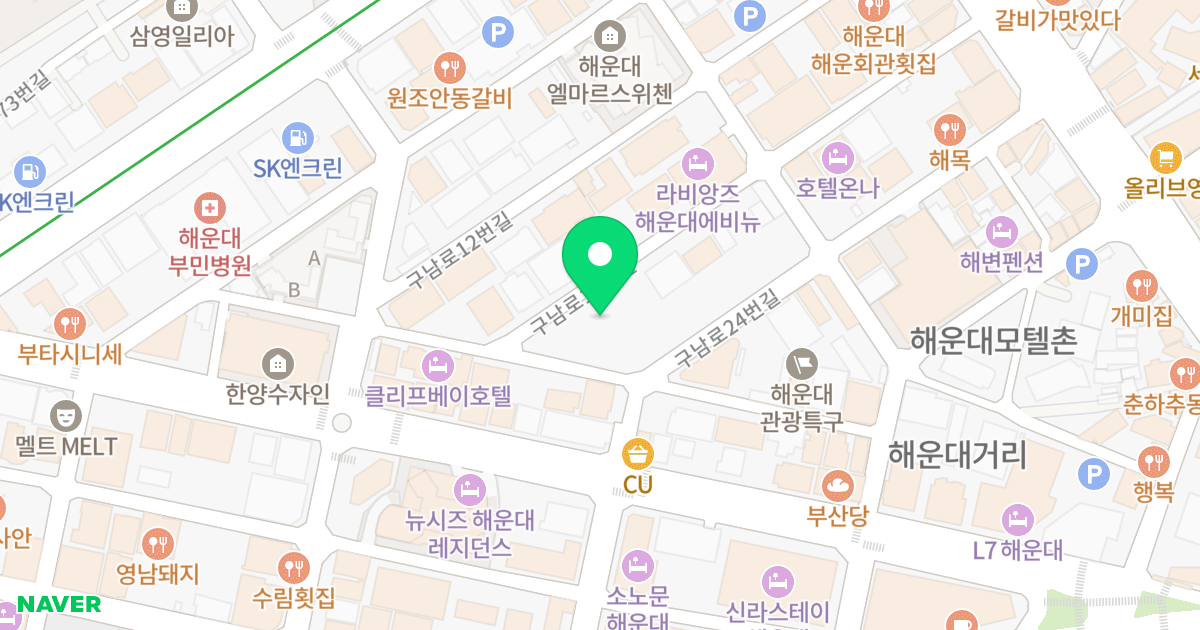 블루 비치텔 위치 지도 - 부산광역시 해운대구 구남로18번길 47