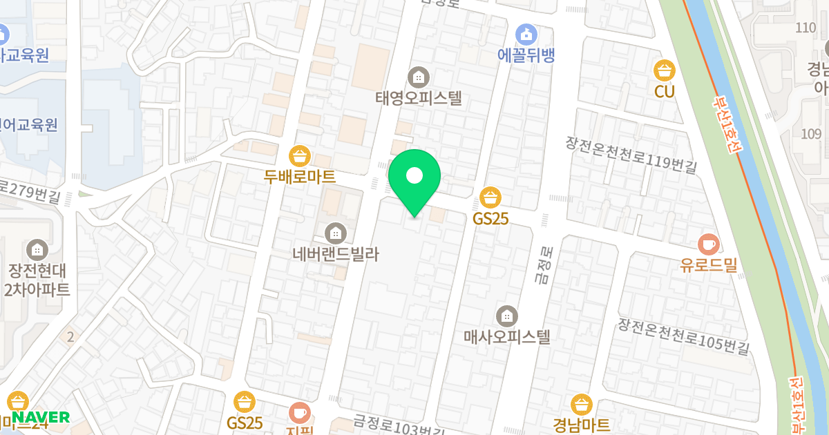 예다움 위치 지도 - 부산광역시 금정구 금정로119번길 17