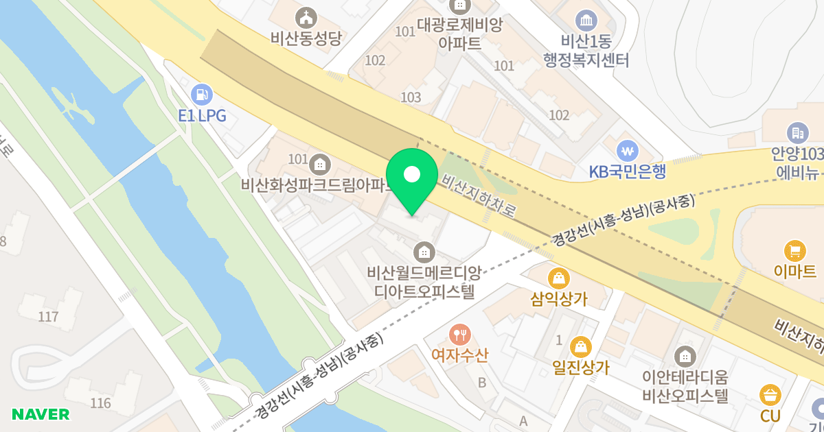 블루오션 위치 지도 - 경기도 안양시 동안구 경수대로 941
