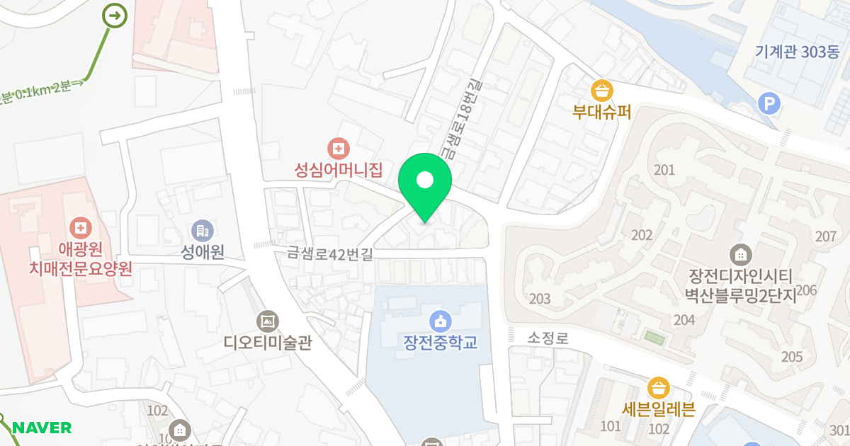 도솔천 아트빌 위치 지도 - 부산광역시 금정구 금샘로18번길 55-11