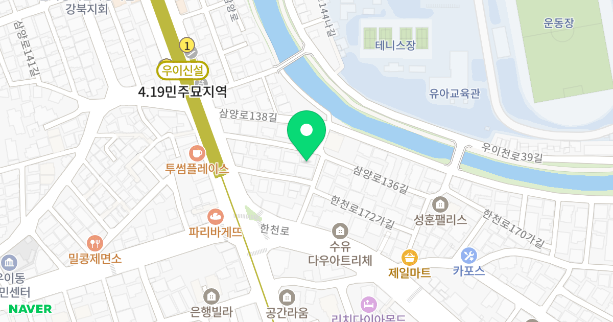 자이홈타운 위치 지도 - 서울특별시 강북구 삼양로136길 18