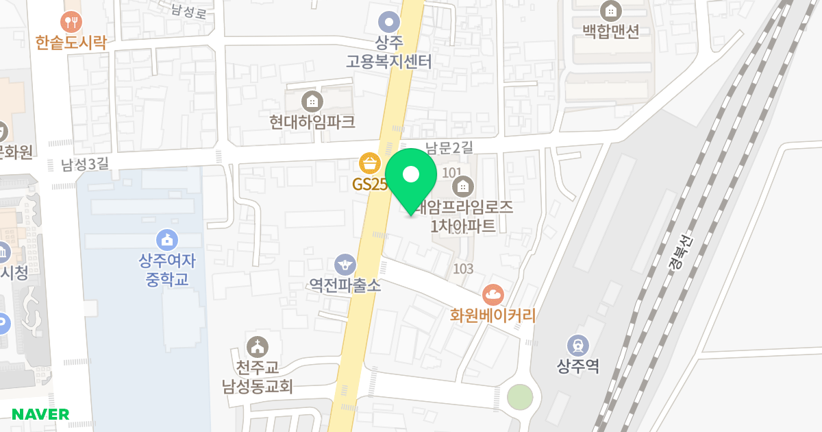 1동 위치 지도 - 경상북도 상주시 왕산로 128