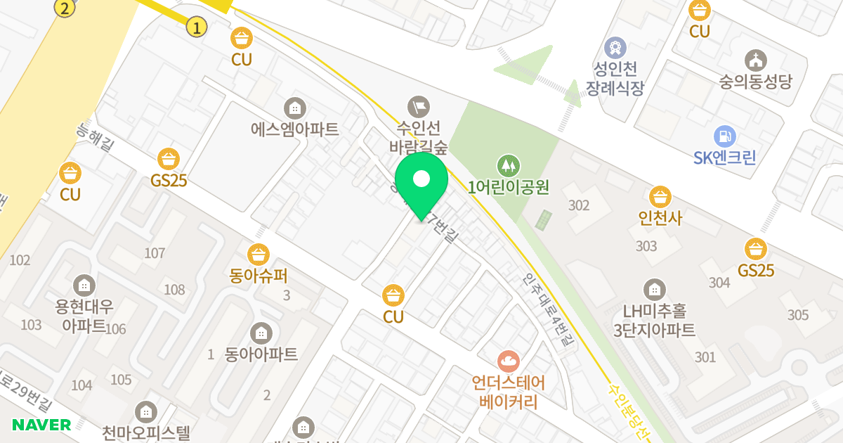 용현호방사랑채 위치 지도 - 인천광역시 미추홀구 능해길 43-22