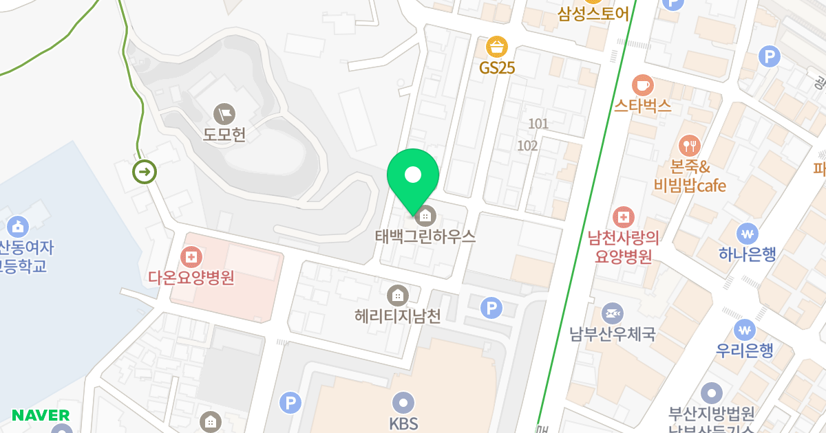 태백그린하우스B 위치 지도 - 부산광역시 수영구 수영로451번길 19