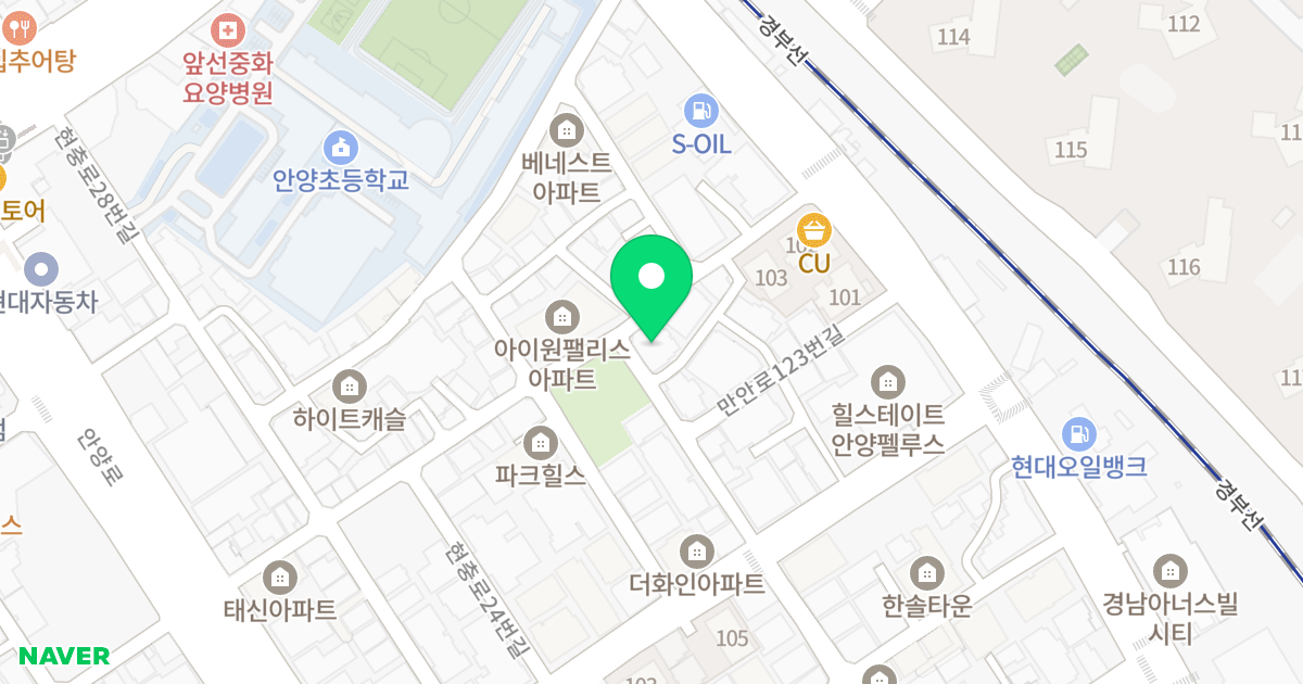수자인 위치 지도 - 경기도 안양시 만안구 현충로12번길 20