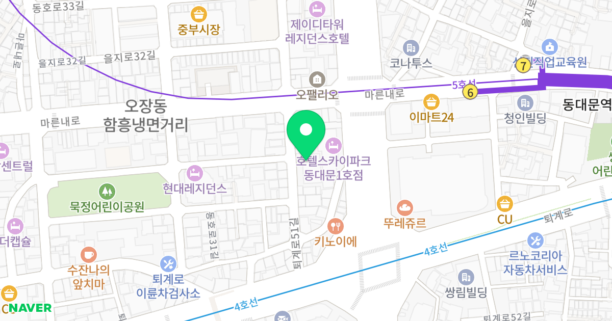넥서스타워 위치 지도 - 서울특별시 중구 퇴계로51길 20