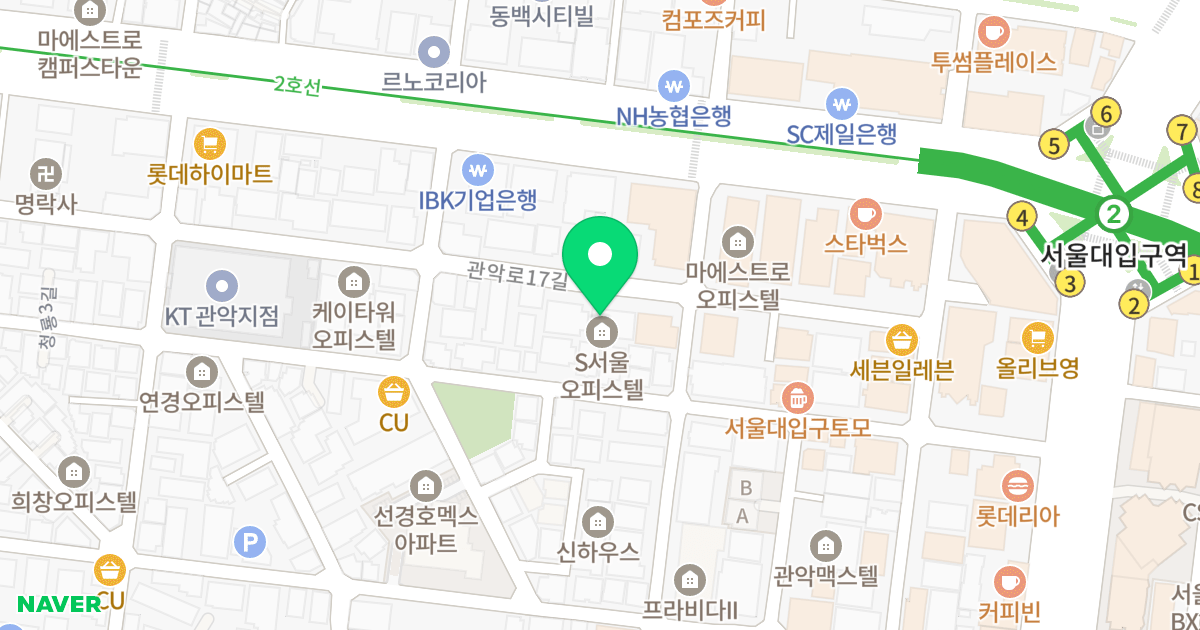 장원오피스텔 위치 지도 - 서울특별시 관악구 관악로17길 29
