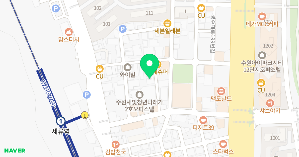 (1158-38) 위치 지도 - 경기도 수원시 권선구 정조로388번길 19-13
