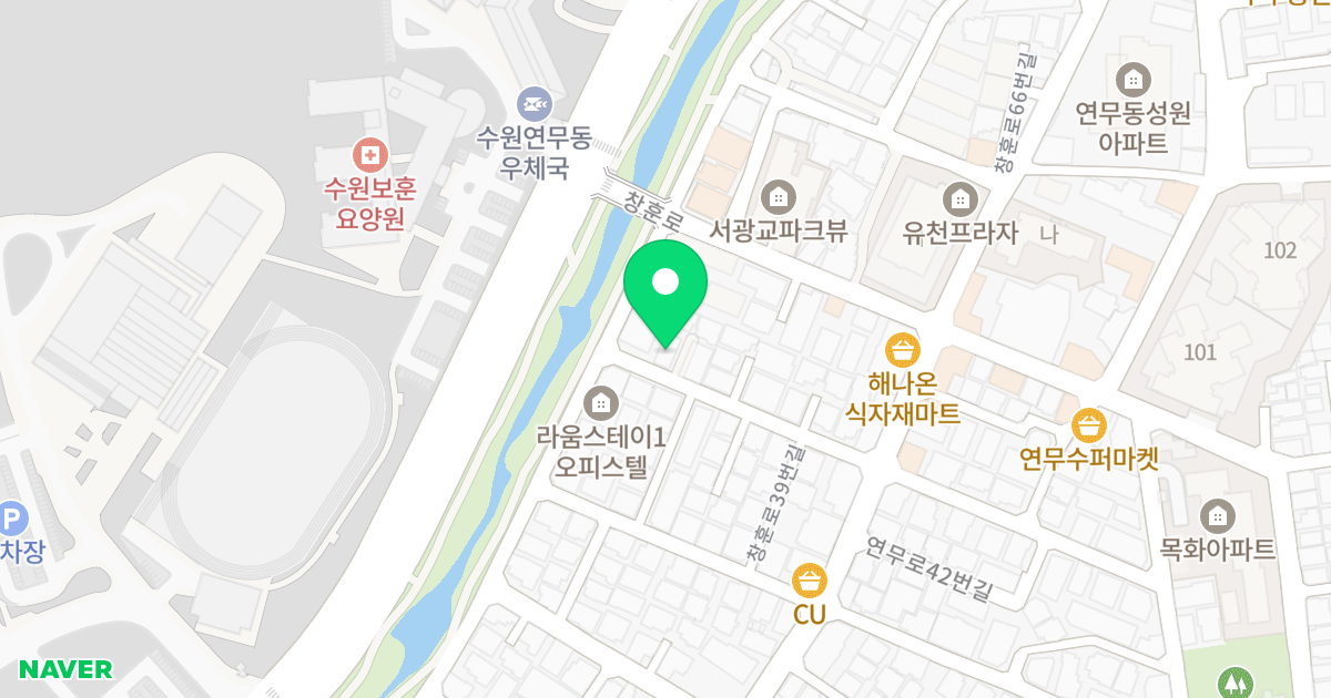 DM빌리지 위치 지도 - 경기도 수원시 장안구 연무로56번길 46-5