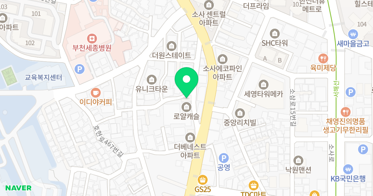 로얄캐슬B동 위치 지도 - 경기도 부천시 소사구 호현로469번길 11