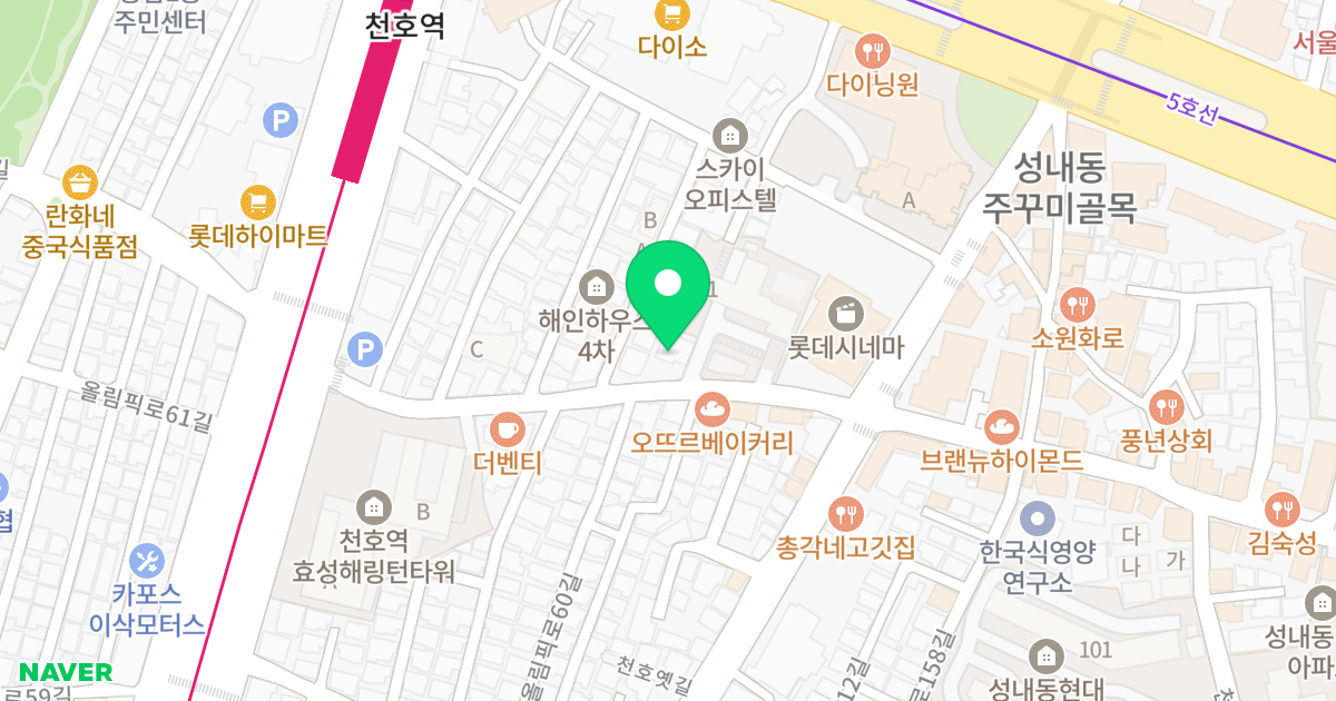 비바체 위치 지도 - 서울특별시 강동구 올림픽로62길 29