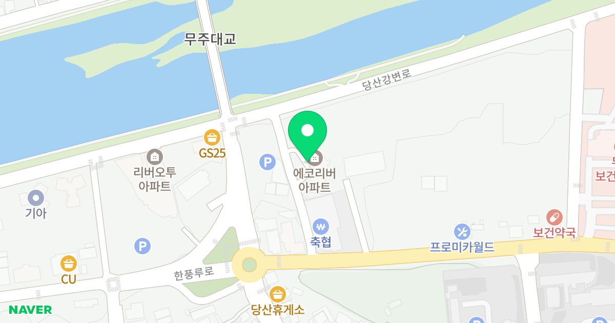 에코리버 위치 지도 - 전북특별자치도 무주군 무주읍 한풍루로 387-8
