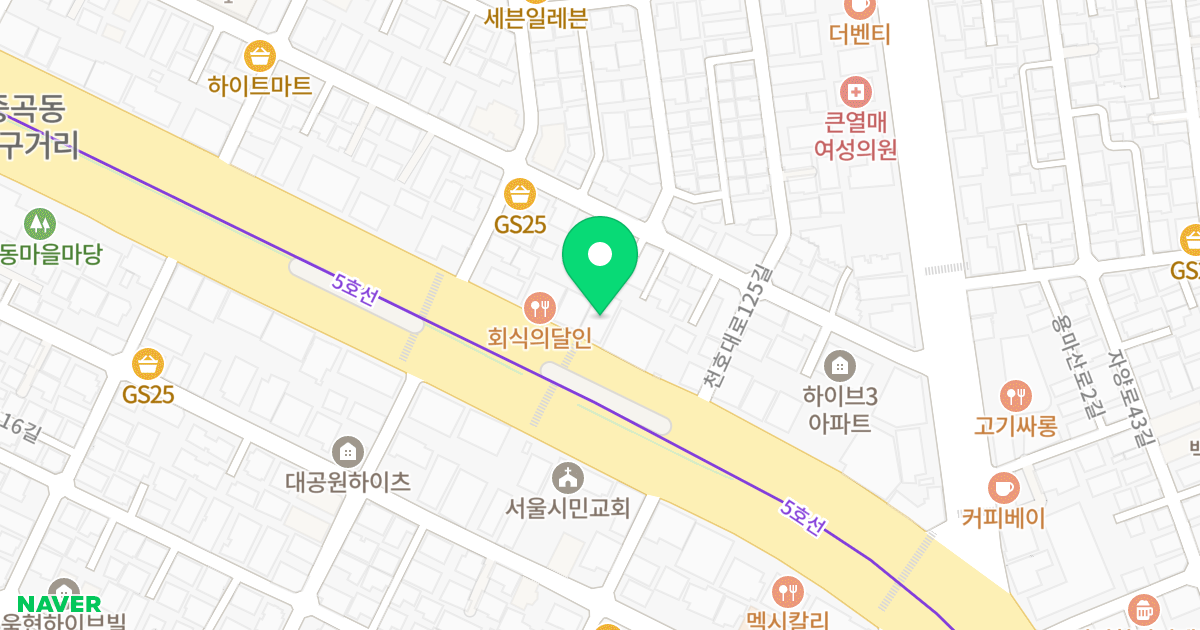 (119-33) 위치 지도 - 서울특별시 광진구 천호대로 619