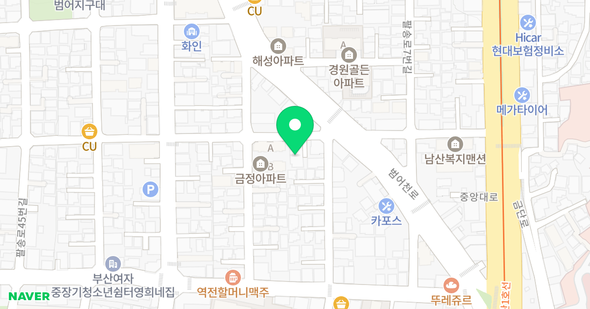 남산 꿈꾸는 빌라 위치 지도 - 부산광역시 금정구 범어천로21번길 2-15