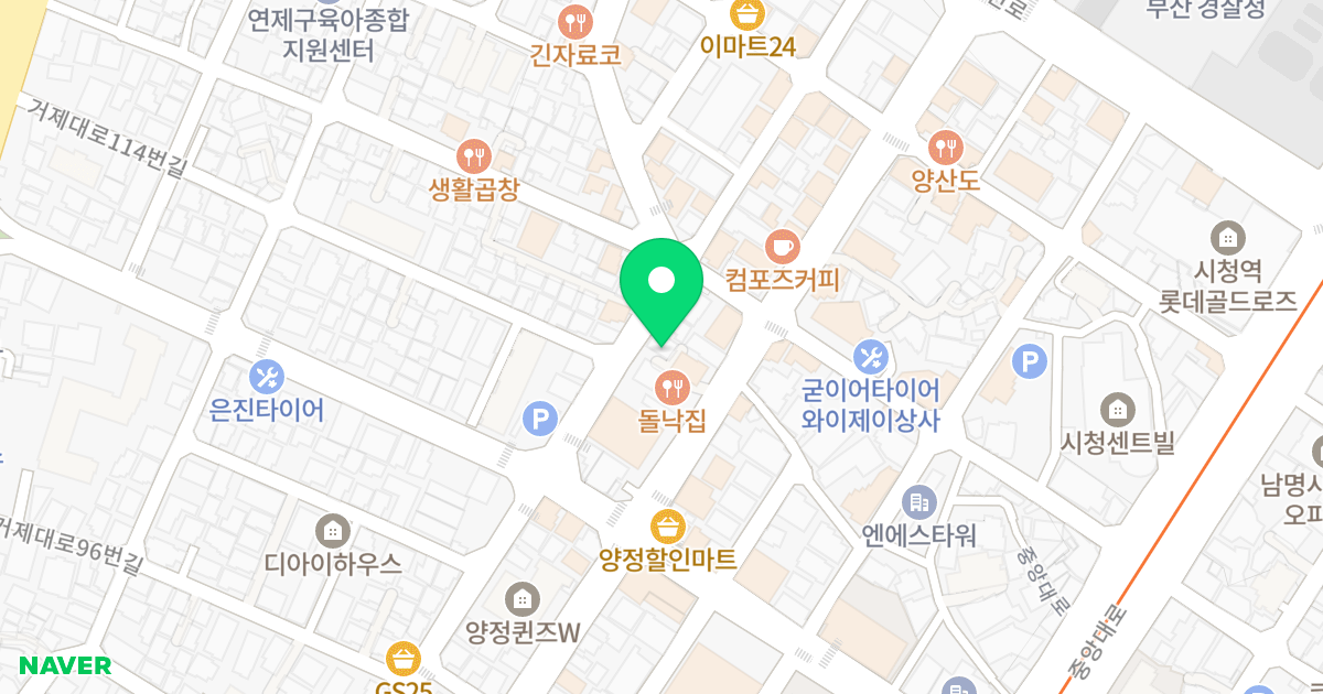 비룡벨로스텔라오키 위치 지도 - 부산광역시 부산진구 거제천로 36