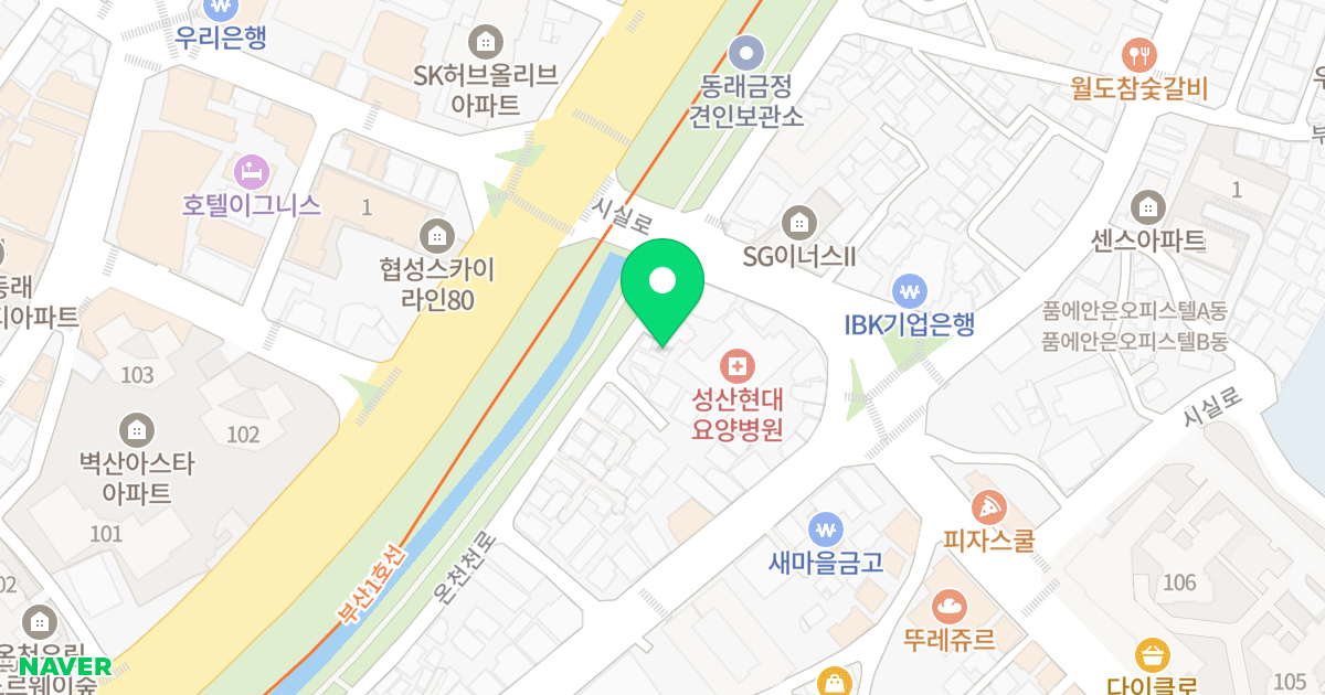 품에안은 위치 지도 - 부산광역시 동래구 온천천로 3