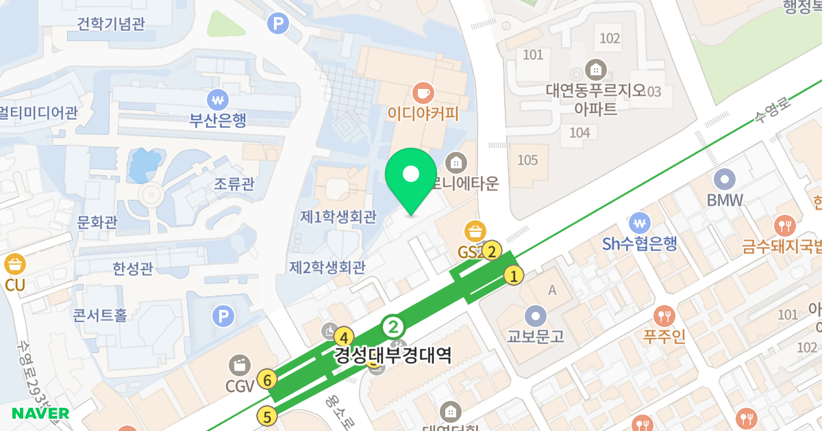 경성대 삼정 그린코아 오피스텔 위치 지도 - 부산광역시 남구 수영로 319-8
